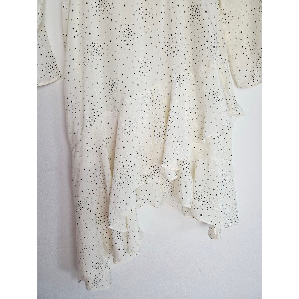 Maje Reto Dress 4 Small FR 36 Ecru Ivory Star Print Asymmetrical Midi NWT - Picture 7 of 16
